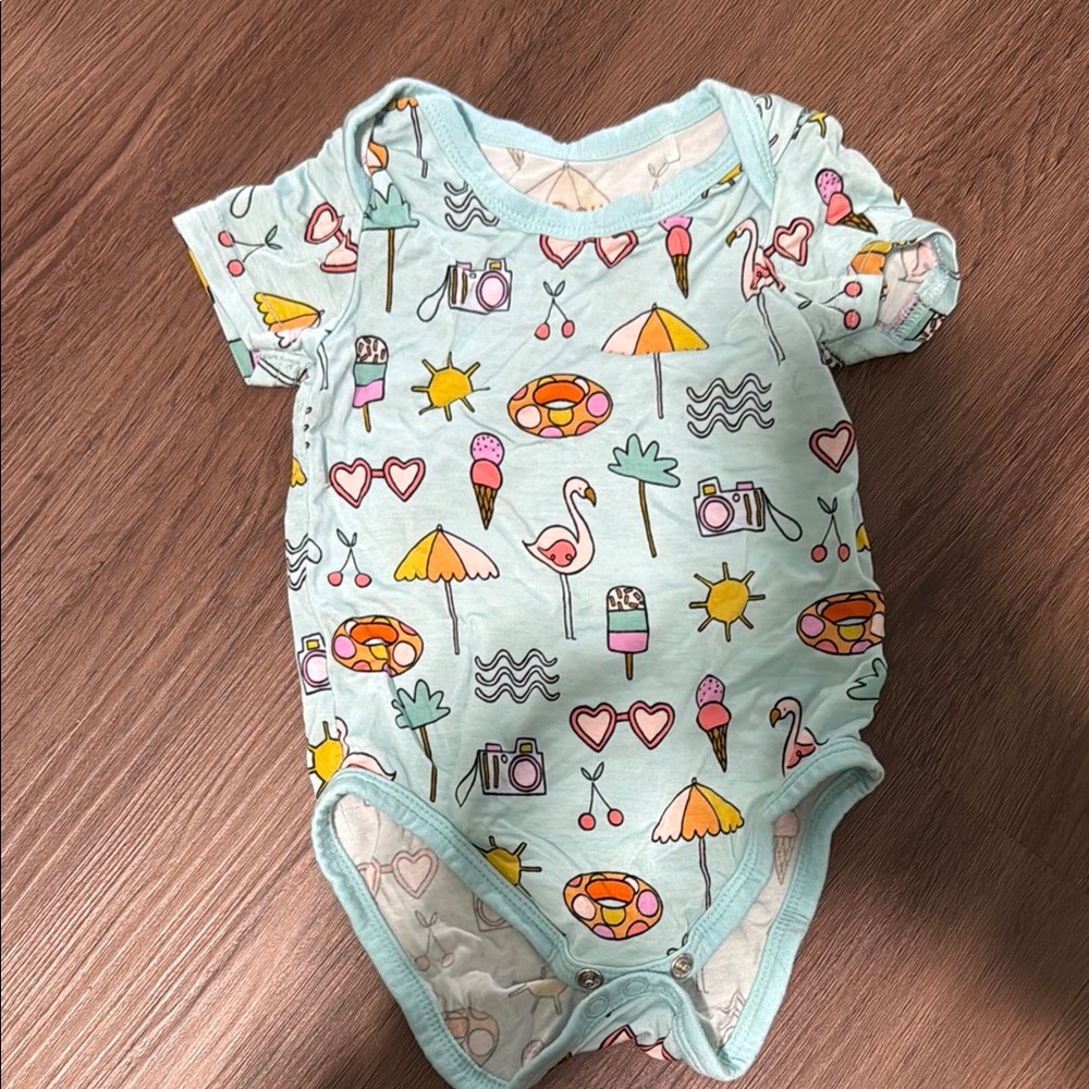 Little Sleepies Blue and Pink Summer Bodysuit